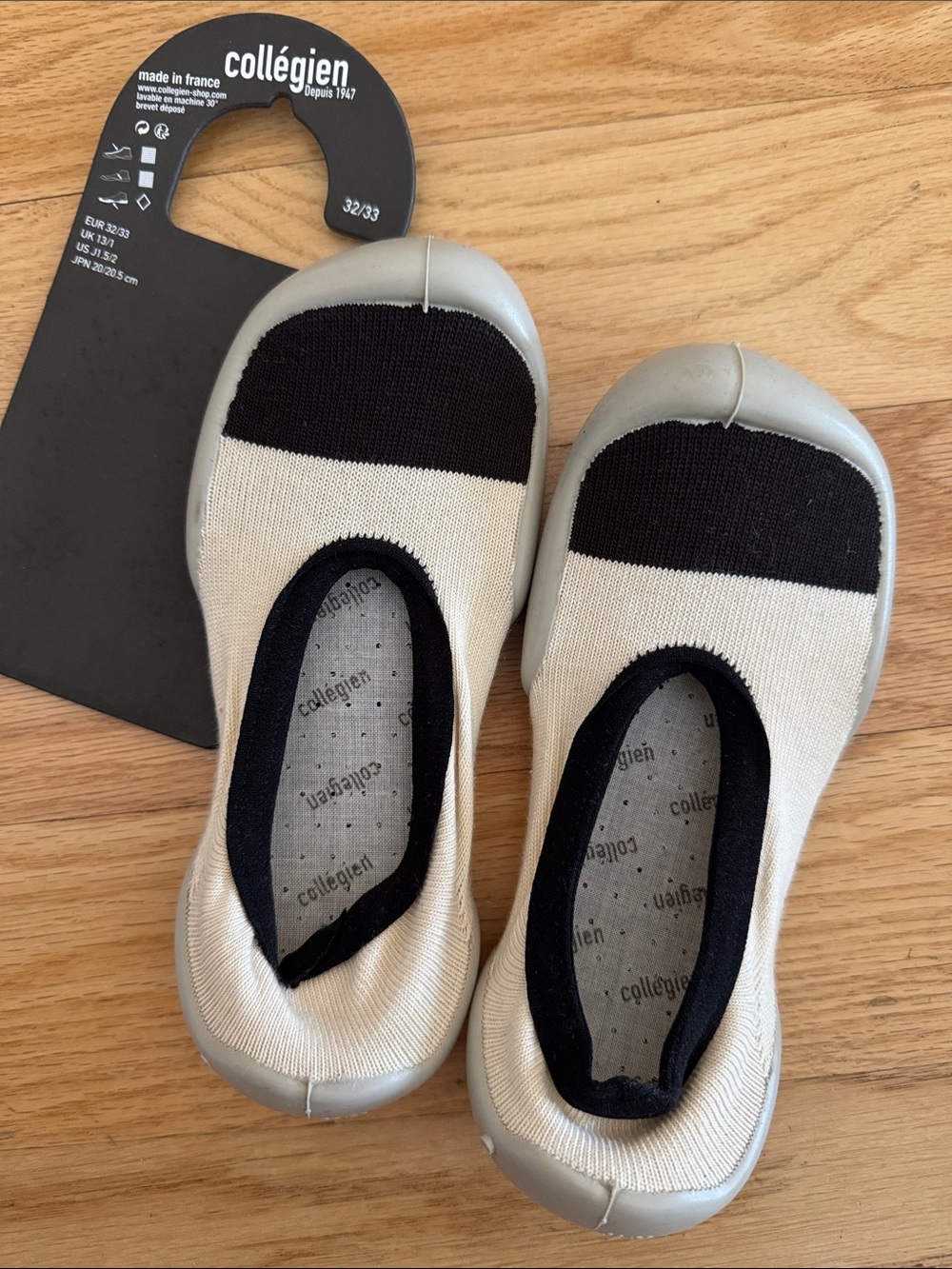 Kids Cream & Black Slip-On Ballet Flats